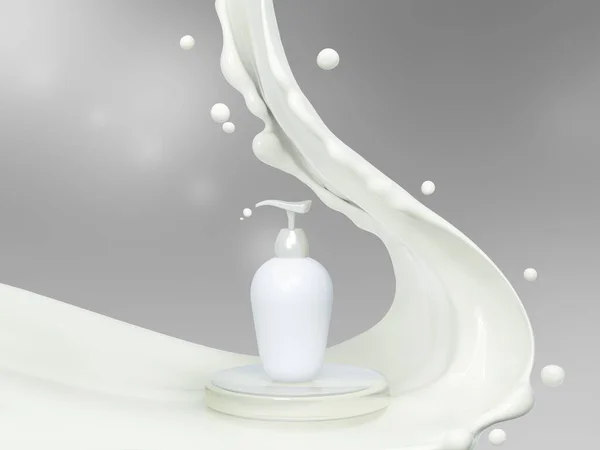 Mléčná Kosmetika Šablona Péče Pleť Kosmetický Slepý Produkt Pro Propagaci — Stock fotografie