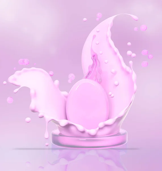 Soap Pedestal Splash Isolated Pink Background Soap Advertisement Promotion Design — Stock Photo, Image