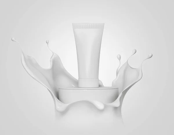 Kosmetik Susu Produk Kosmetik Perawatan Kulit Lotion Tubuh Kosong Dalam — Stok Foto