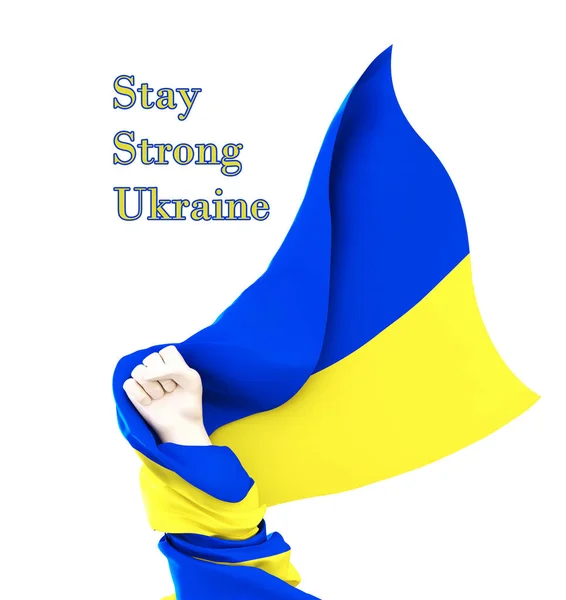 Stay Strong Ukraine illustration. Ukraine flag and fist. Solidarity With Ukraine Concept Background. 3d rendering