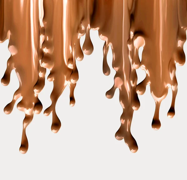 Stream Flow Hot Melted Chocolate Sauce Syrup Dripping Top Splashing — Stok fotoğraf