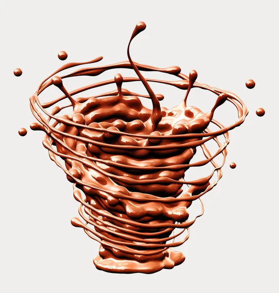 Swirl Flow Hot Chocolate Sauce Splashing Chocolate Illustration Isolated Rendering — Φωτογραφία Αρχείου