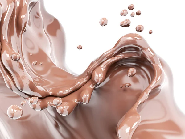 Hot Meleleh Susu Coklat Saus Atau Sirup Menuangkan Gelombang Cokelat — Stok Foto