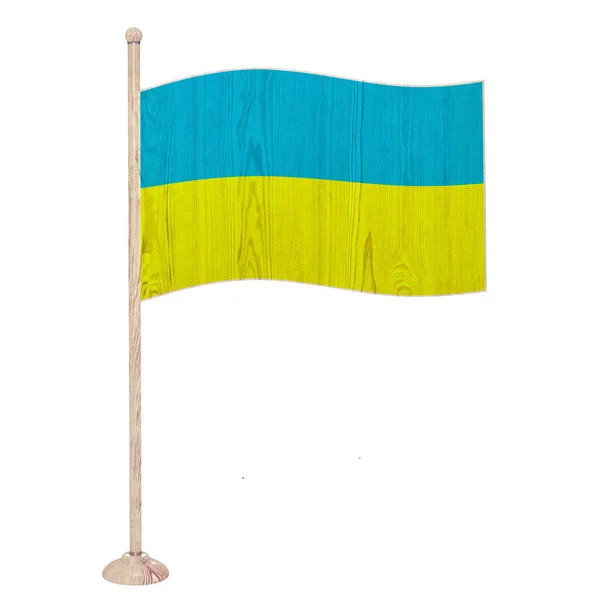 Vlag Van Oekraïne Houten Vlag Gekleurde Geïsoleerde Rendering — Stockfoto
