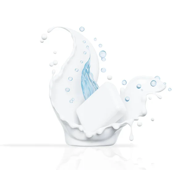 Soap Splash Isolated White Background Soap Advertisement Design Packaging Design — Φωτογραφία Αρχείου