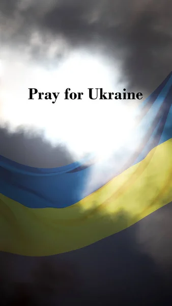 Imádkozz Ukrajnáért Állítsa Meg Háborút Ukrajna Ellen Ukrán Zászló Sötét — Stock Fotó