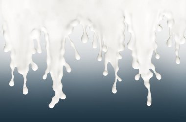 Süt ya da yoğurt dökmek, su sıçratmak ya da dalgalanmak, soyut sıvı arka plan akışı, beyaz üzerine izole edilmiş, 3D görüntüleme