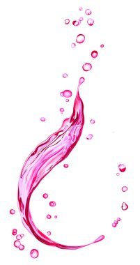 Splash of red wine over white background, abstract isolated 3d rendering