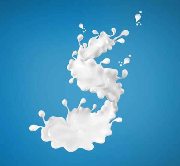 Milk Yogurt Splash Blue Background Food Illustration Splashing Liquid Soap — ストック写真