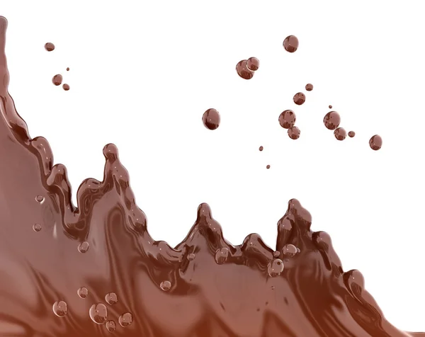 Hot melted milk chocolate sauce or syrup, pouring chocolate wave or flow splash, cocoa drink or cream, abstract dripped dessert background, choco splash, drink dessert, isolated, 3d rendering