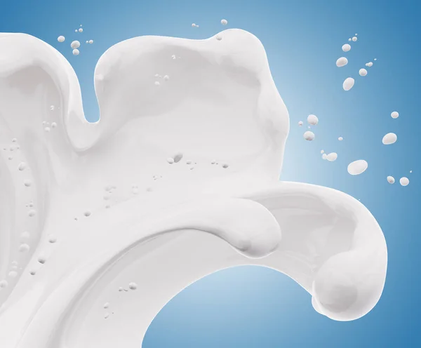 Gelombang Susu Atau Aliran Percikan Menuangkan Krim Asam Atau Yogurt — Stok Foto