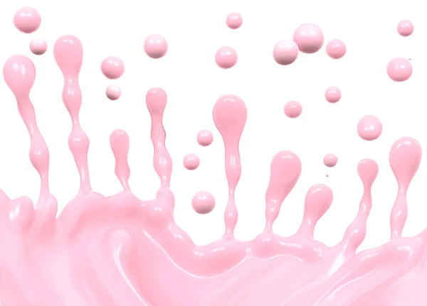 Schizzo Yogurt Rosa Sfondo Astratto Rendering Illustrazione Latticini Alimentari Annuncio — Foto Stock