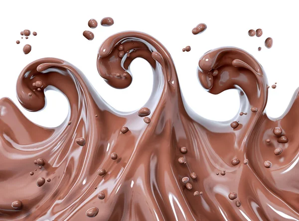 Шоколадна Хвиля Або Струмок Сплеск Заливка Гарячого Розтопленого Молочного Шоколадного — стокове фото