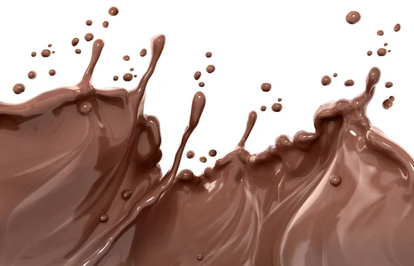 Chocolate Wave Flow Splash Pouring Hot Melted Milk Chocolate Sauce — Stock Photo, Image