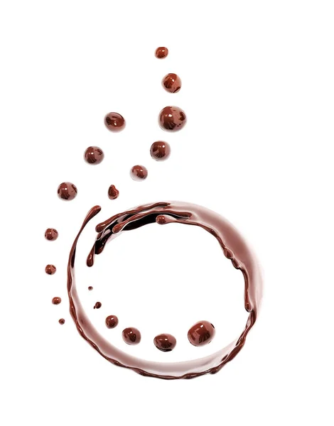 Twisted Circle Chocolate Wave Flow Splash Pouring Hot Melted Milk — Stock Photo, Image