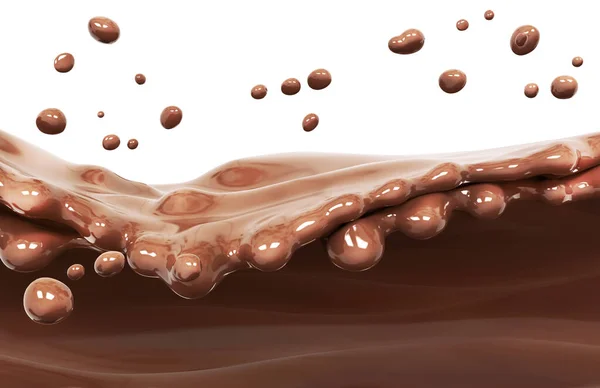 Hot Melted Milk Chocolate Sauce Syrup Pouring Chocolate Wave Flow — стоковое фото