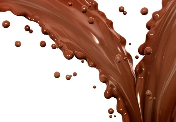 Chocolate Wave Flow Splash Pouring Hot Melted Milk Chocolate Sauce — 图库照片