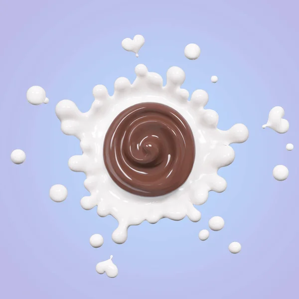 Splash Chocolate Milk Chocolate Sauce Blot White Yogurt Illustration Isolated — Stock Photo, Image