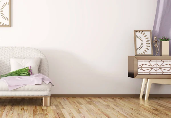 Interior Design Modern Room Grey Sofa Contemporary Living Room White — Stok fotoğraf