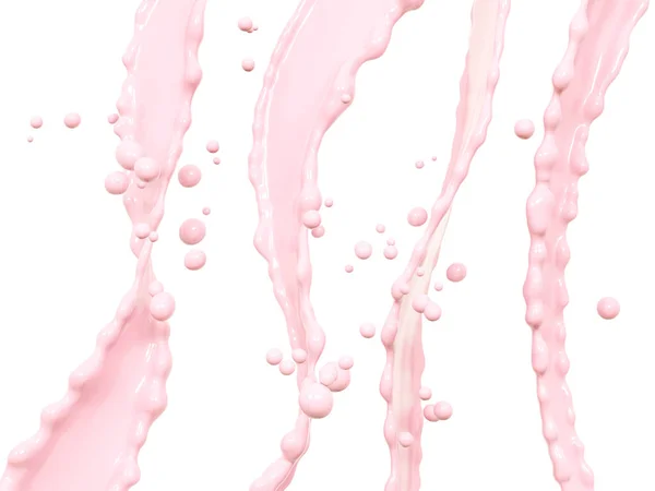 Yogurt Stream Splash Pink Yogurt Abstract Background Rendering Illustration Food — 图库照片