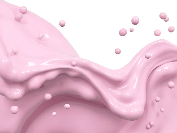 粉红酸奶 抽象背景 三维渲染食品乳制品广告招贴画 — 图库照片