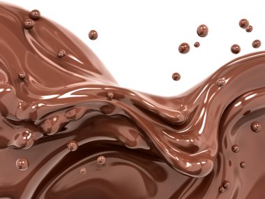 Hot melted milk chocolate sauce or syrup, pouring chocolate wave or flow splash, dripped cocoa drink or cream, abstract swirl liquid dessert background, choco splash, drink dessert, isolated, 3d rendering