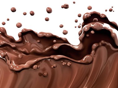 Hot melted milk chocolate sauce or syrup, pouring chocolate wave or flow splash, cocoa drink or cream, abstract dessert background, coffee splash, drink dessert, isolated, 3d rendering