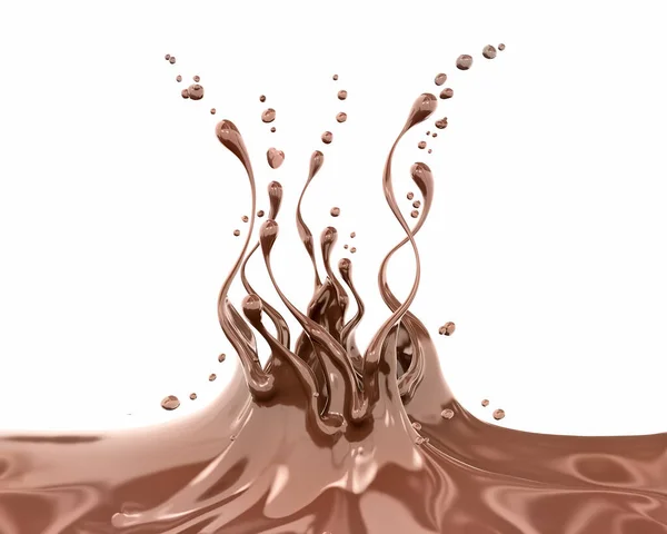 Splash Chocolate Quente Molho Xarope Bebida Cacau Creme Chocolate Onda — Fotografia de Stock