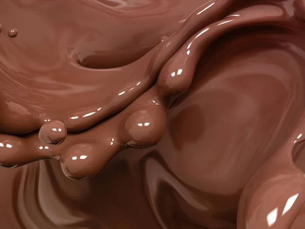 Гарячий Розтоплений Молочний Шоколадний Соус Або Сироп Заливає Шоколадну Хвилю — стокове фото