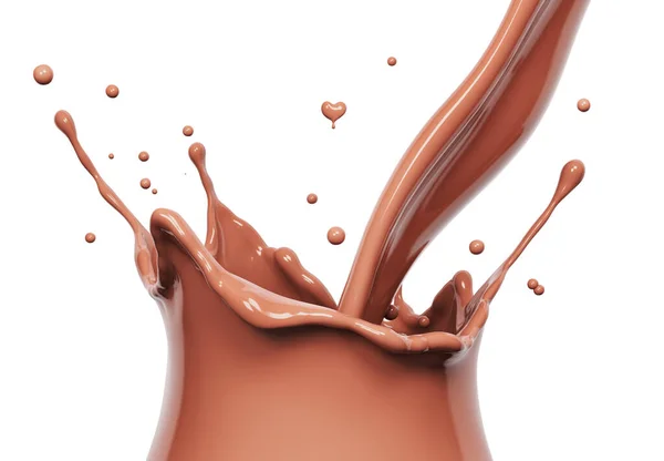 Splash Hot Chocolate Flow Pouring Sauce Syrup Cocoa Drink Choco — Foto Stock