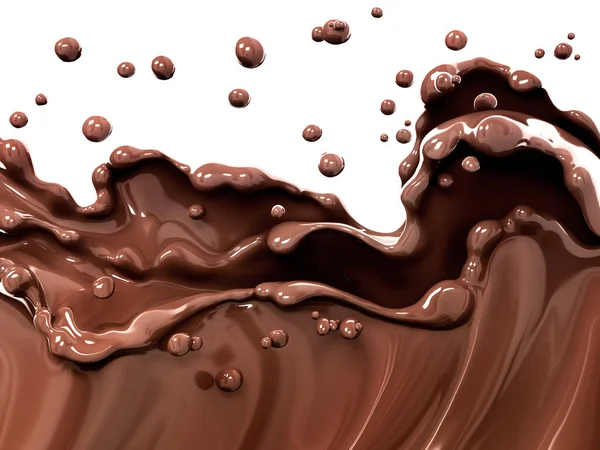 Hot Melted Milk Chocolate Sauce Syrup Pouring Chocolate Wave Flow — Stock Photo, Image