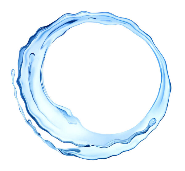 Wave or flow fresh water splashing, pouring aqua, abstract pure liquid background, isolated over white, 3d rendering