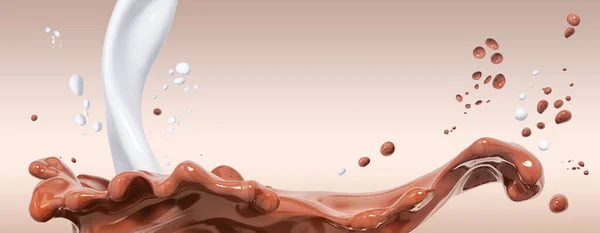 Milk Pouring Glass Hot Melted Chocolate Food Drink Illustration Abstract — 图库照片