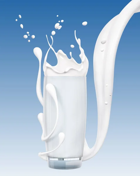 Milk Splash Glass Abstract Liquid Background Wavy Drink Illustration Dairy — Stock fotografie