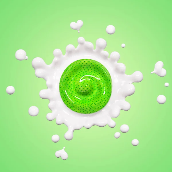 Milk Splash Skiwi Jam Yogurt Splash Fruity Jam Food Illustration — Stock Fotó