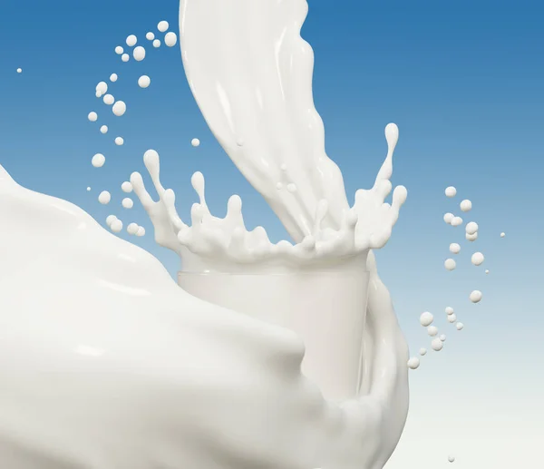Tejhullám Vagy Áramlás Fröccsenő Üveg Öntő Tejföl Vagy Joghurt Tejtermékek — Stock Fotó