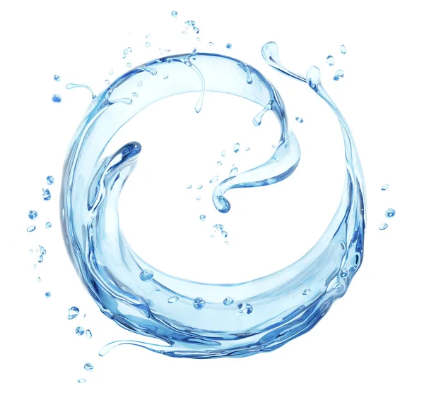 Suyun soyut arkaplanının sıçraması, izole edilmiş 3D görüntüleme 