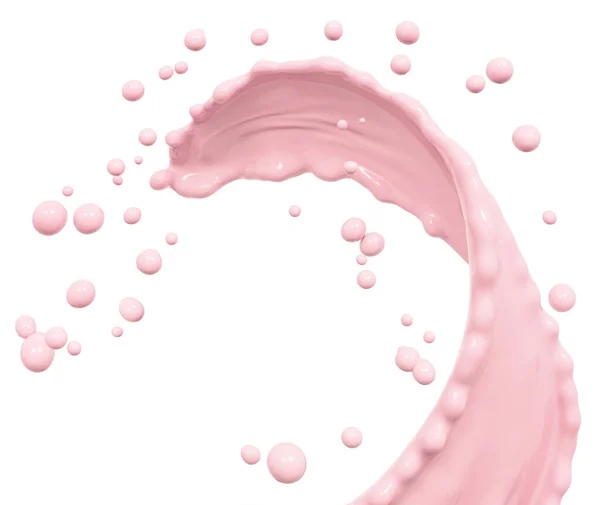 Splash of pink yogurt, abstract background,  pink paint, 3d rendering illustration for food dairy product ad poster.