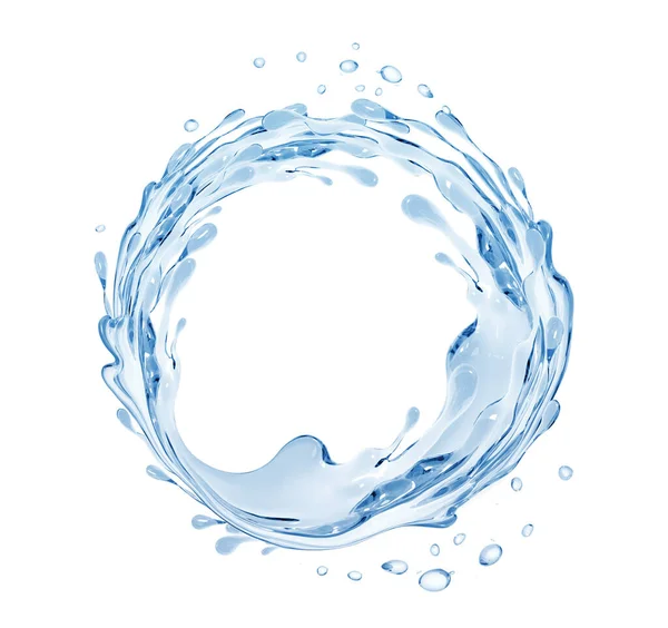 Синя Водяна Бризка Ізольована Білому Тлі Ілюстрація Рендеринга — стокове фото