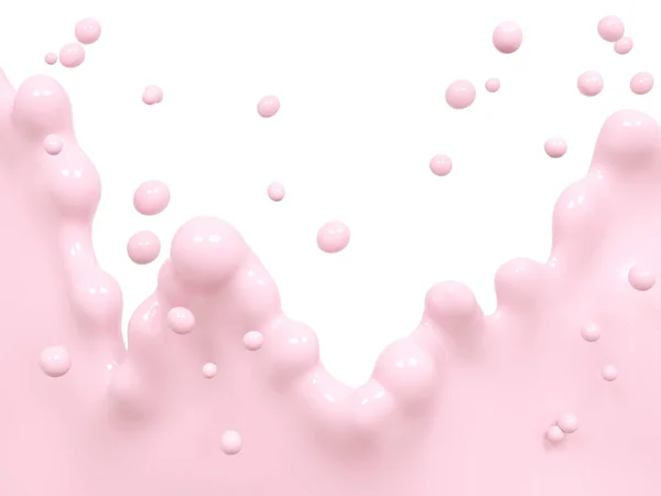 Plusk Różowy Jogurt Abstrakcyjne Tło Ilustracja Renderowania Żywności Produktów Mlecznych — Zdjęcie stockowe