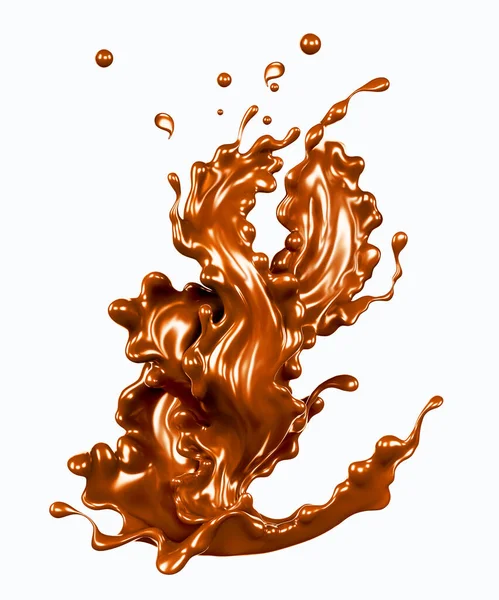 Hot Melted Milk Chocolate Sauce Syrup Pouring Chocolate Wave Flow — Stock Fotó