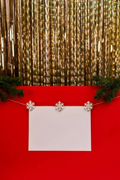 Foglio Bianco Carta Bianca Iscrizioni Capodanno Natale Composizione Natalizia Con — Foto Stock