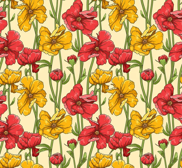 Bloemen naadloos patroon — Stockvector