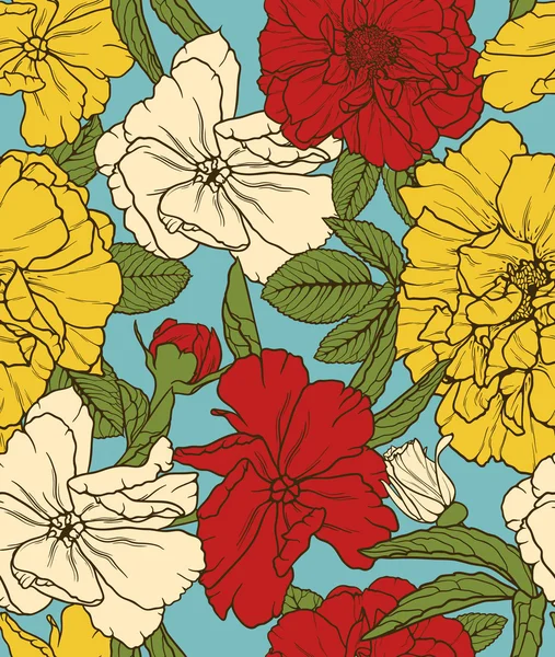 Κομψό λουλουδάτο μοτίβο χωρίς ραφή — Διανυσματικό Αρχείο