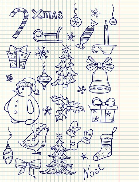 Set of Christmas doodle elements — Stock Vector