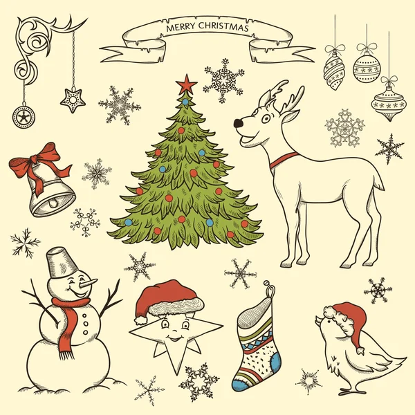 Conjunto de elementos doodle Natal —  Vetores de Stock