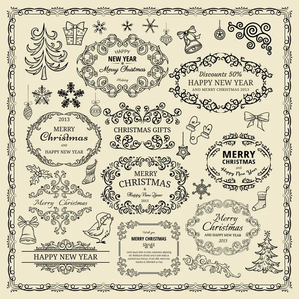 Set of Christmas elements — Stock Vector