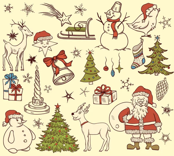 Conjunto de elementos garabatos de Navidad — Archivo Imágenes Vectoriales