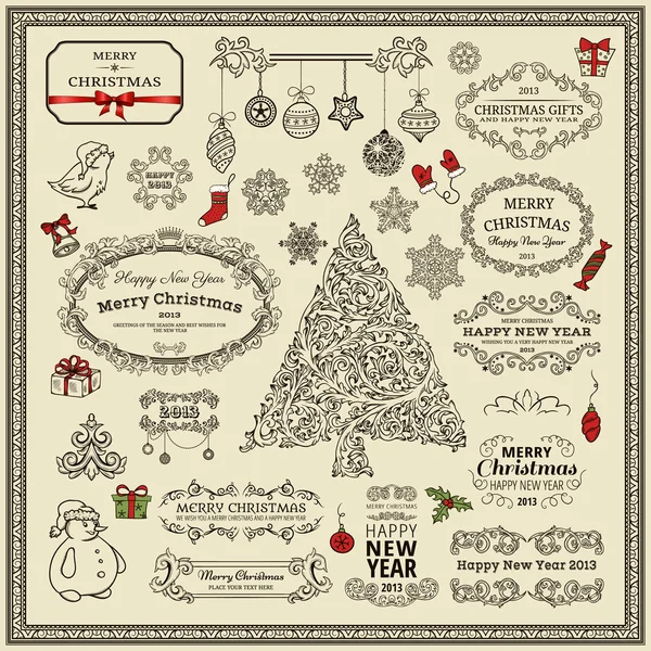 Set of Christmas elements — Stock Vector