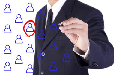 Beyaz tahtada çizim işadamı